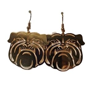 Goldtone Georgia Bulldog Earrings 1.5" in diameter